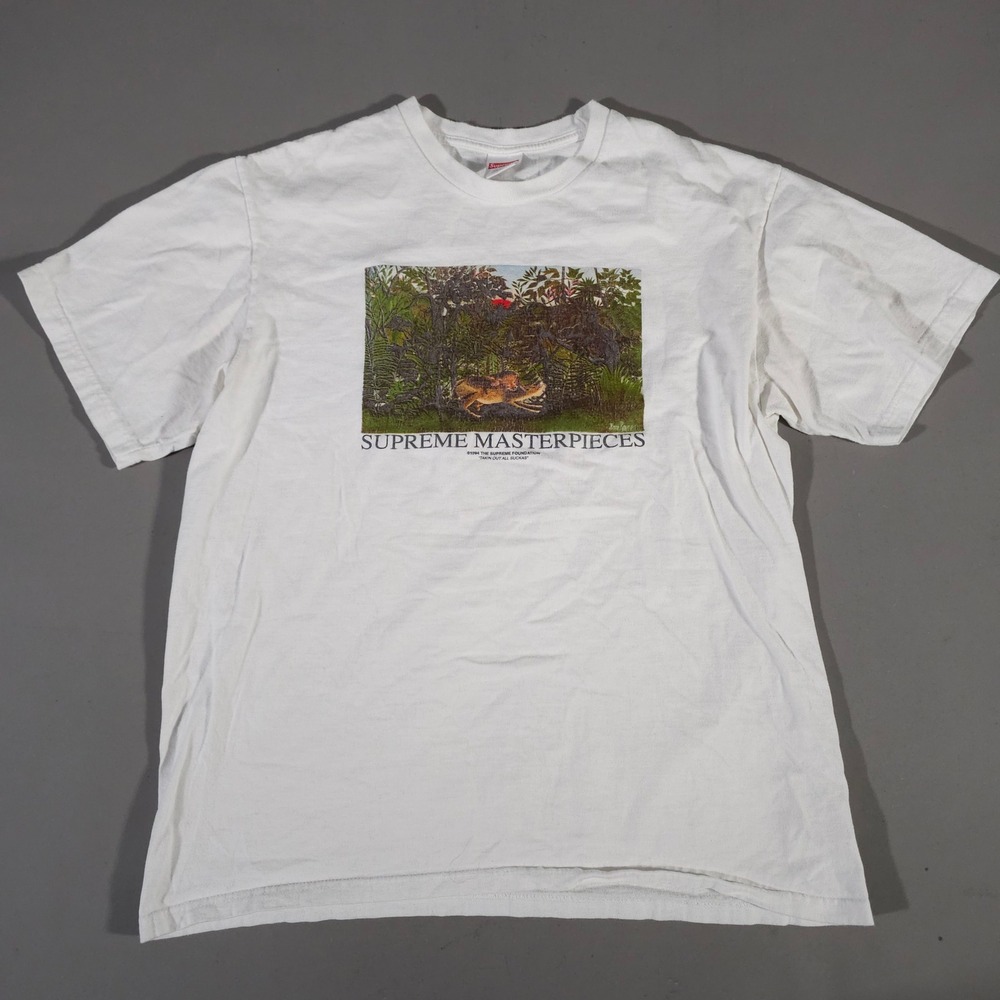 Supreme T-Shirt Mens Large White Masterpieces Graphic Jungle Lion SS Tee